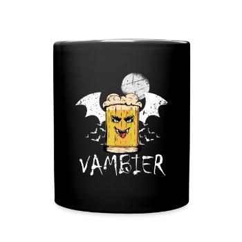 Vambier Halloween Party Bier Fledermaus Vampir - Tasse einfarbig - Schwarz - Vorne
