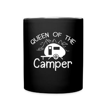 Queen Of The Camper Camping Caravan - Full Colour Mug - black - Front