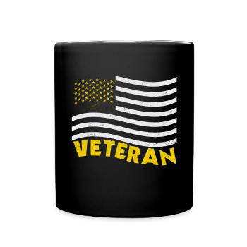Erfahrener Soldat Patriot American Flag USA - Tasse einfarbig - Schwarz - Vorne