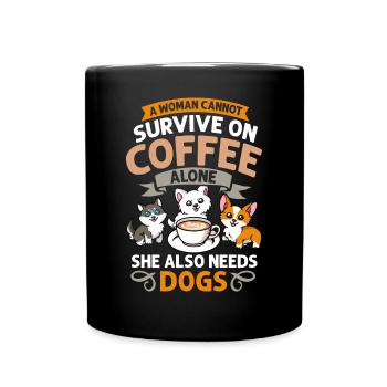 Coffee Dog Machine Puppy Cup Beans - Full Colour Mug - black - Front