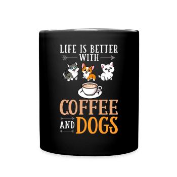 Coffee Dog Machine Puppy Cup Beans - Full Colour Mug - black - Front