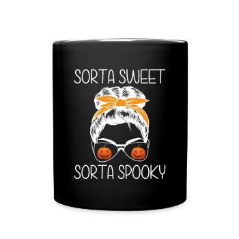 Sorta Sheet Sorta Spooky Halloween - Tasse einfarbig - Schwarz - Vorne