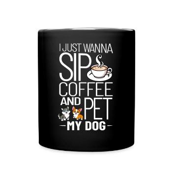 Coffee Dog Machine Puppy Cup Beans - Full Colour Mug - black - Front