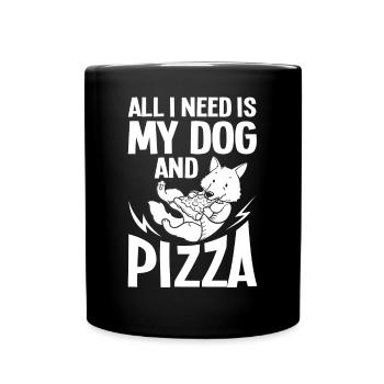 Pizza Dog Food Pizzeria Italian Puppies - Full Colour Mug - black - Front