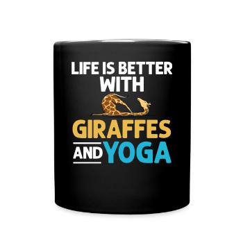 Giraffe Yoga Beginner Workout Poses Quotes - Full Colour Mug - black - Front
