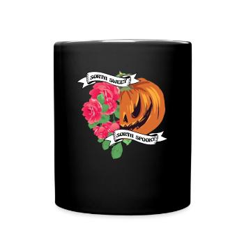 Sorta Sheet Sorta Spooky Halloween Kürbis - Tasse einfarbig - Schwarz - Vorne