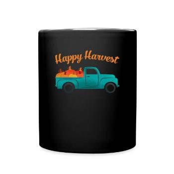 Happy Harvest Ernte Kürbis Shirt Herbst - Tasse einfarbig - Schwarz - Vorne
