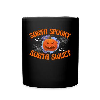 Sorta Sheet Sorta Spooky Halloween Kürbis - Tasse einfarbig - Schwarz - Vorne