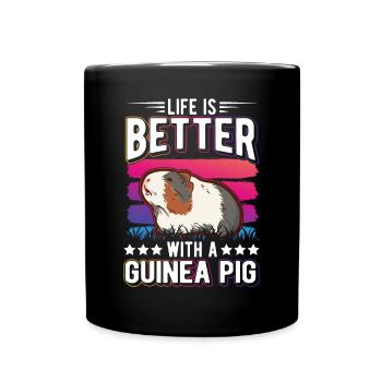 La vie est meilleure avec un cochon d’Inde Meerschweinchen - Mug uni - noir - Devant