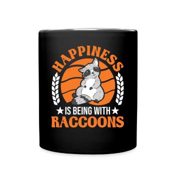 Raccoon Lucky Raccoon - Full Colour Mug - black - Front