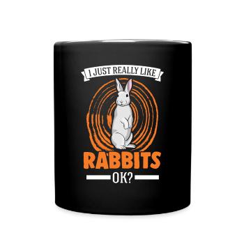 I just really like Rabbits Hase Kaninchen - Full Colour Mug - black - Front