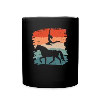 Rétro Voûte Chevaux Filles Équitation - Mug uni - noir - Devant