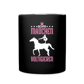 Echte Mädchen Voltigieren Pferdesport Pferd - Tasse einfarbig - Schwarz - Vorne