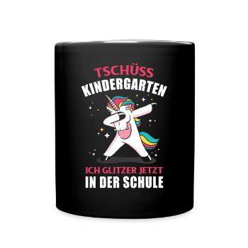 Tschüss Kindergarten Ich Glitzer in der Schule - Tasse einfarbig - Schwarz - Vorne