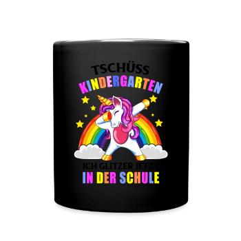 Tschüss Kindergarten Ich Glitzer in der Schule - Tasse einfarbig - Schwarz - Vorne