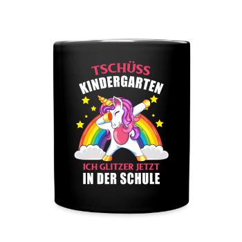 Tschüss Kindergarten Ich Glitzer in der Schule - Tasse einfarbig - Schwarz - Vorne