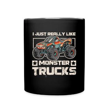J’aime beaucoup les camions Monster - Mug uni - noir - Devant