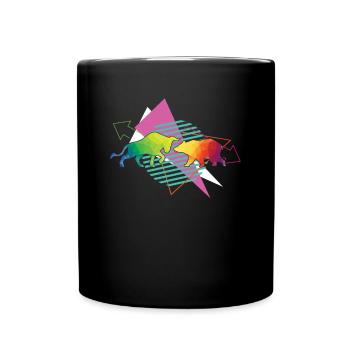 Vaporwave Stock Market Bulls and Bear Market Stocks - Full Colour Mug - black - Front