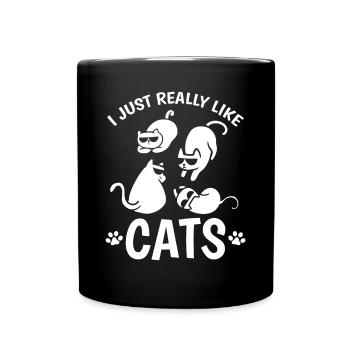 Propriétaire de chat Mignon Amoureux des chats J’aime vraiment les chats - Mug uni - noir - Devant