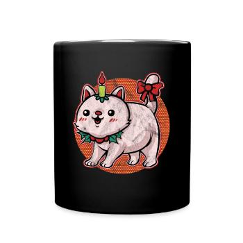 Ugly Christmas Sweater Katze - Tasse einfarbig - Schwarz - Vorne