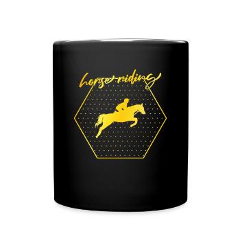 Pferde Reiten - Tasse einfarbig - Schwarz - Vorne
