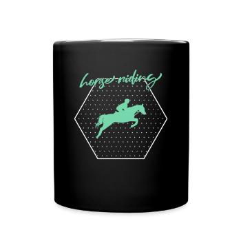 Pferde Reiten - Tasse einfarbig - Schwarz - Vorne