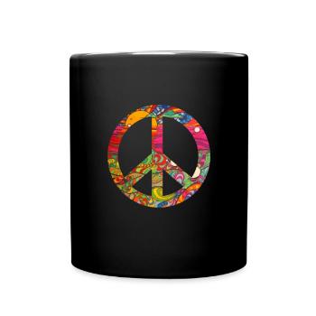 Hippie Peace Groovy Flowerpower Boho Woodstock - Full Colour Mug - black - Front