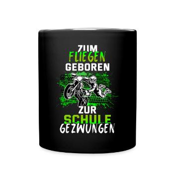 Motocross Tshirt Für Herren Damen Enduro Supermoto - Tasse einfarbig - Schwarz - Vorne