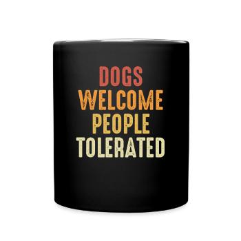 Hunde Willkommen - Tasse einfarbig - Schwarz - Vorne
