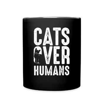 Katzen Immer Menschen - Tasse einfarbig - Schwarz - Vorne
