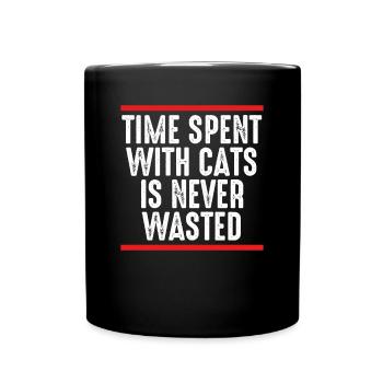 Time spent with cats is never - Full Colour Mug - black - Front