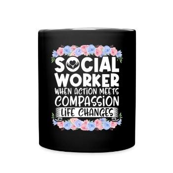 Fleurs du Mois du travail social à l’école - Mug uni - noir - Devant