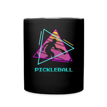 Retro Vintage Classic Pickleball Paddle Ball - Full Colour Mug - black - Front