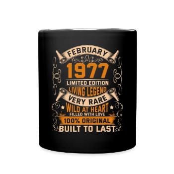 Birthday Legends 100% Original Février 1977 - Mug uni - noir - Devant