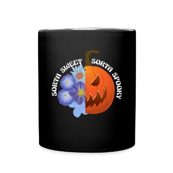 Sorta Sweet Sorta Spooky Pumpkin Halloween - Full Colour Mug - black - Front