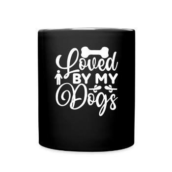 Aimé par mes chiens - Mug uni - noir - Devant