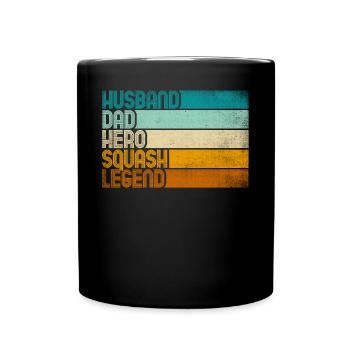 Retro Husband Dad Hero Squash Legend - Tasse einfarbig - Schwarz - Vorne