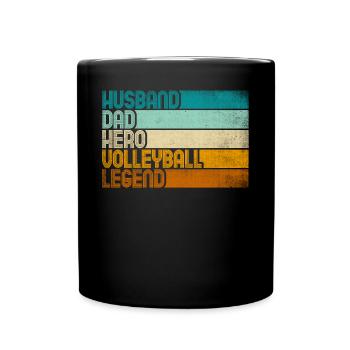 Retro Husband Dad Hero Volleyball Legend - Tasse einfarbig - Schwarz - Vorne