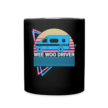 Wee Woo Driver Ambulance Driver Retro - Full Colour Mug - black - Front