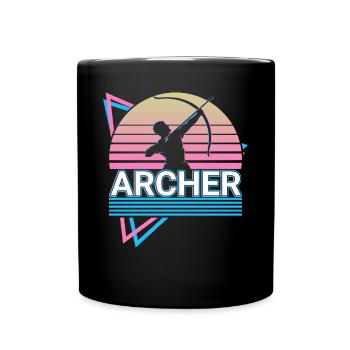Archer Archery Retro - Full Colour Mug - black - Front