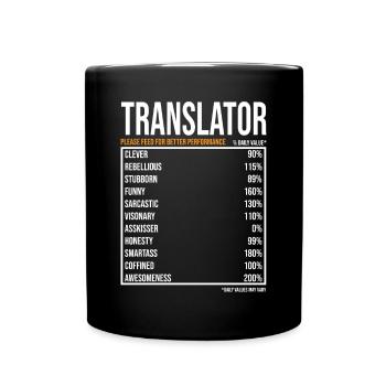 Übersetzer tageswerte - Tasse einfarbig - Schwarz - Vorne