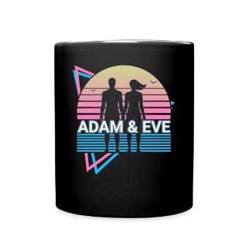Adam and Eve Christianity Retro - Full Colour Mug - black - Front
