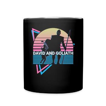 David and Goliath Christianity Retro - Full Colour Mug - black - Front
