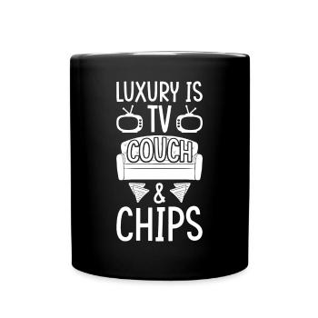 TV Sofa Chips - Tasse einfarbig - Schwarz - Vorne
