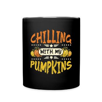 chilling with my pumpkins - Tasse einfarbig - Schwarz - Vorne