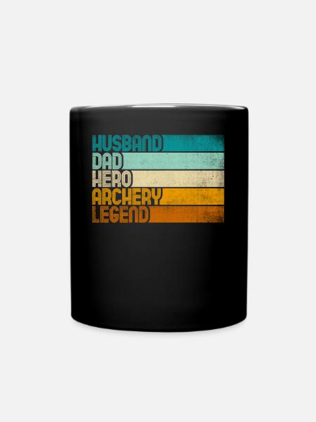 Retro Husband Dad Hero Archery Legend - Tasse einfarbig - Schwarz
