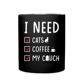 cat coffee couch - Full Colour Mug - black - Front