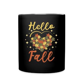 Love autumn hello fall - Tasse einfarbig - Schwarz - Vorne