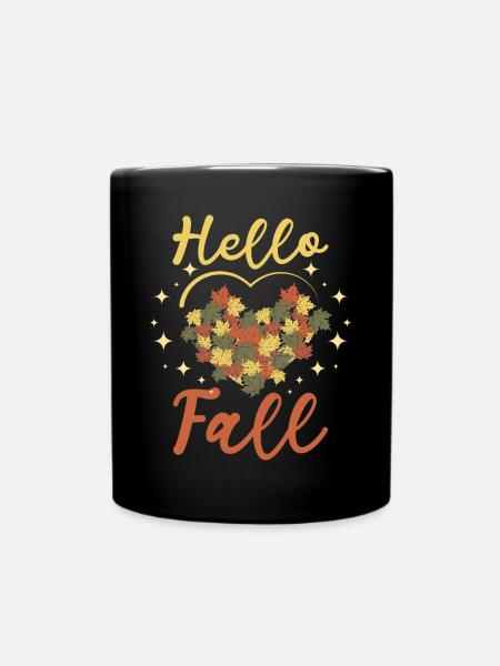 Love autumn hello fall - Tasse einfarbig - Schwarz