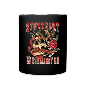 Stuttgart Frau Geschenk es eskaliert eh Stuttgart - Tasse einfarbig - Schwarz - Vorne